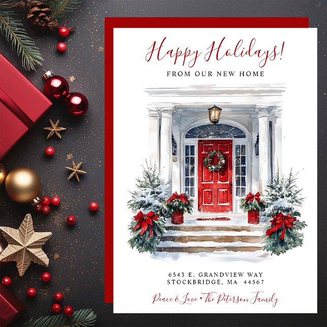 Happy Holidays New Home Red Door Moving Announcement (Creator Uploaded)