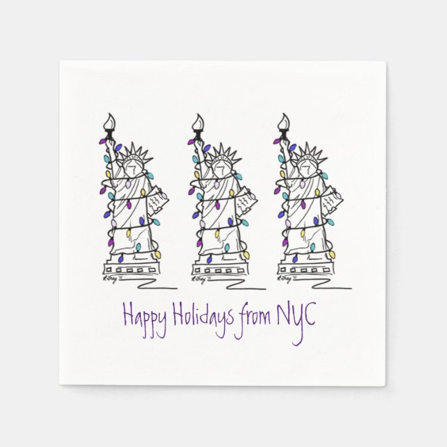 Happy Holidays New York City Hanukkah Christmas Napkin (Front)