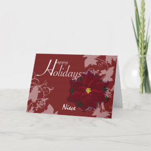 Happy Holidays Niece Christmas Poinsettia card