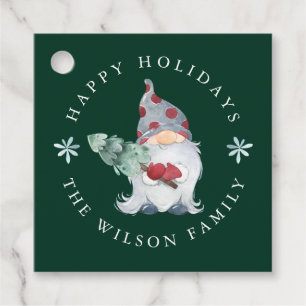 Happy Holidays Nisse Gnome Christmas Favour Tags