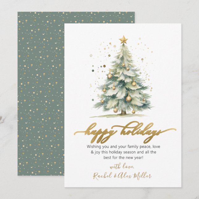 Happy Holidays Non Photo Christmas Tree Cards (Front/Back)