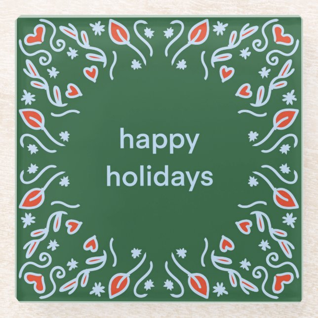 Happy holidays note glass coaster (Front)