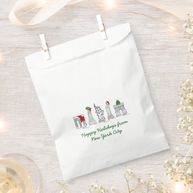 Happy Holidays NYC New York City Christmas Favour Bag (Clipped)