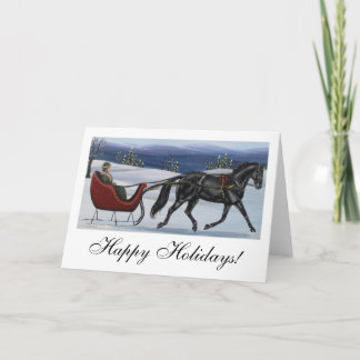 Happy Holidays One Horse Open Sleigh Holiday Card