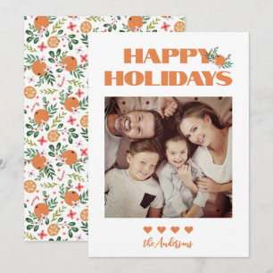 Happy Holidays Orange Citrus Photo Family Holiday Card