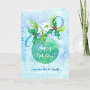 Happy Holidays Ornament From All Of Us Custom Name Card