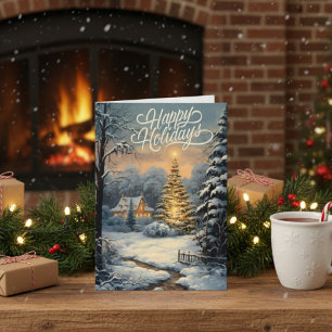 Happy Holidays Outdoor Christmas Personalised Holiday Card