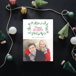 Happy Holidays Painted Botanicals Holiday Card