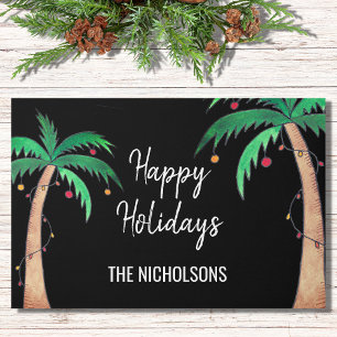 Happy Holidays Palm Trees Personalised  Doormat