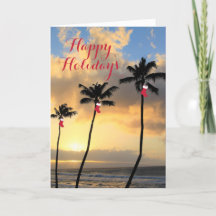Happy Holidays Palm Trees & Stockings