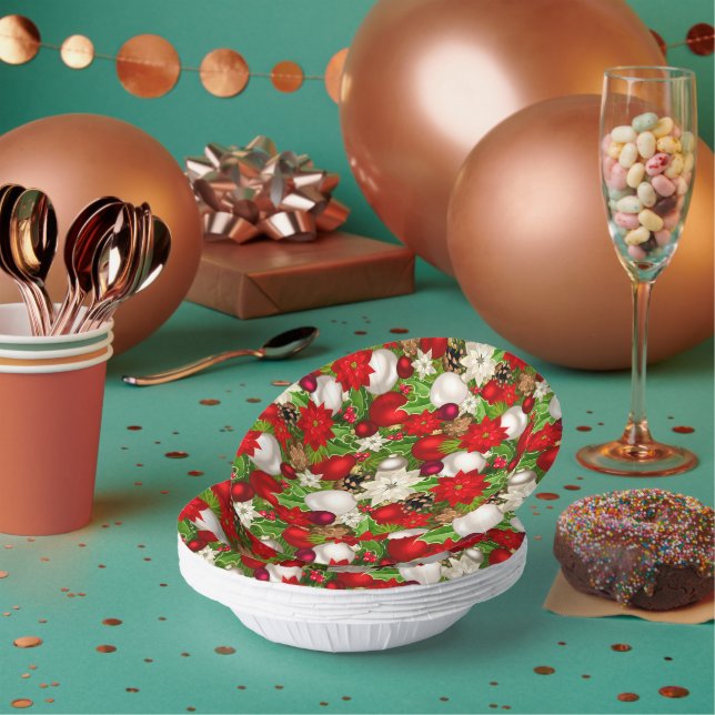 Happy Holidays Paper Bowls Plate (Multi)