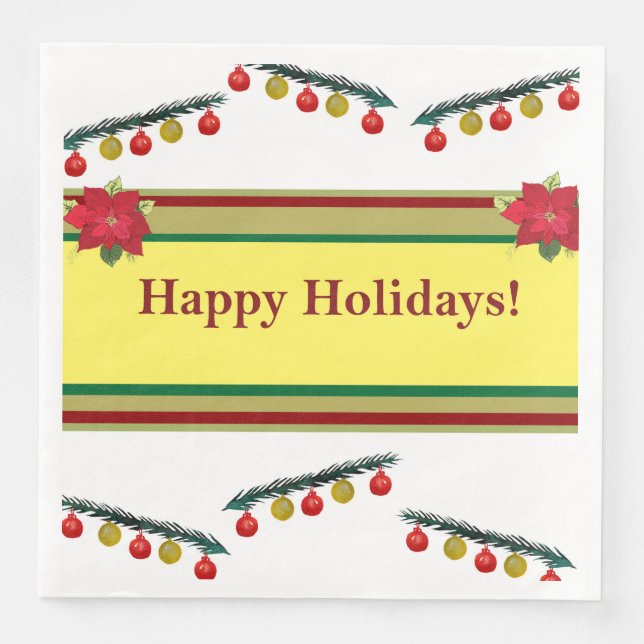 Happy Holidays Paper Napkin (Front)