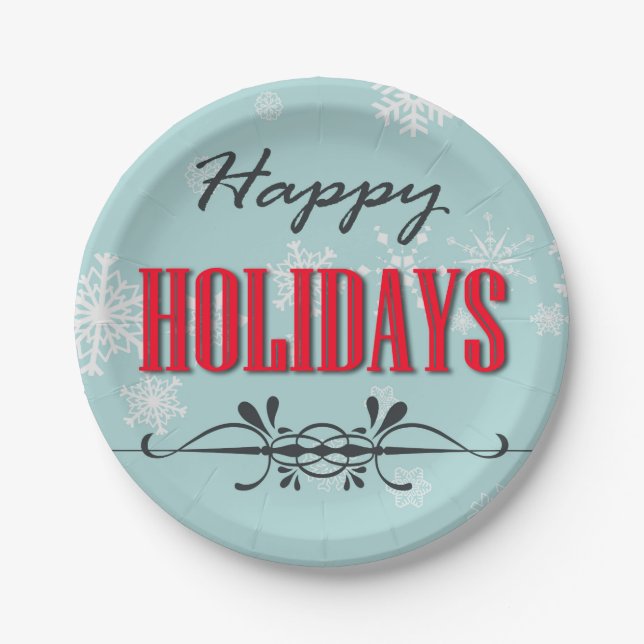 Happy Holidays Paper Plate (Front)