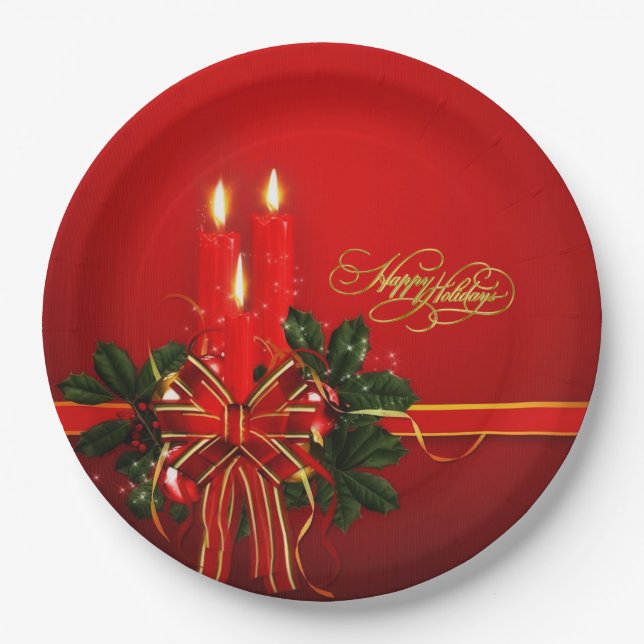 Happy Holidays Paper Plate (Front)