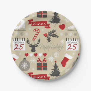 Happy Holidays Paper Plate