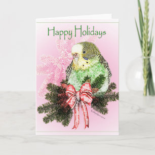 Happy Holidays Parakeet Card