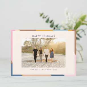 Happy Holidays Pastel Colour Block Photo Modern Holiday Card