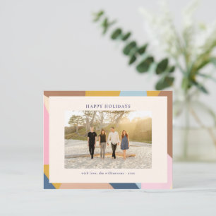 Happy Holidays Pastel Colour Block Photo Modern Holiday Postcard