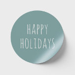 Happy Holidays. Pastel pale blue cute Christmas Classic Round Sticker<br><div class="desc">Pastel pale blue cute minimalist simple typography sticker "Happy Holidays" for winter Christmas gift. Please contact me if you need additional items.</div>