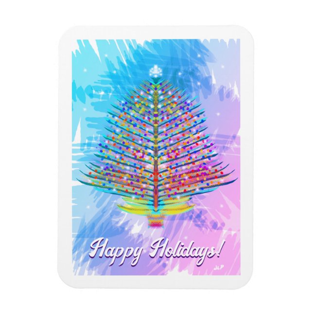 Happy Holidays Pastels Holiday Tree Magnet (Vertical)