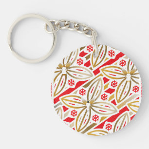 HAPPY HOLIDAYS Peace&Love Poinsettia w/Angel Key Ring