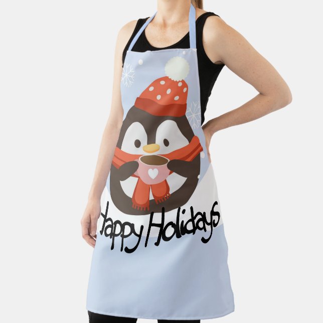 Happy Holidays Penguin Apron (Insitu)