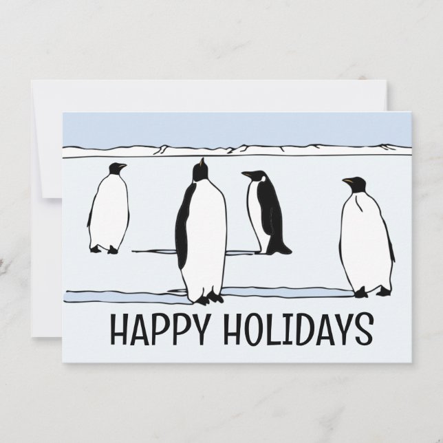 Happy Holidays Penguin Winter Christmas Cool Card (Front)