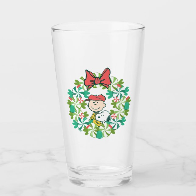 Happy Holidays | Peppermint Candy Wreath Glass (Front)