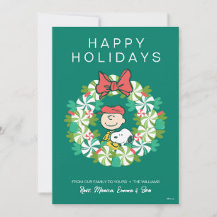 Happy Holidays   Peppermint Candy Wreath Holiday Card