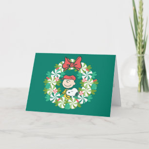 Happy Holidays   Peppermint Candy Wreath Holiday Card