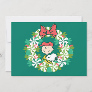 Happy Holidays   Peppermint Candy Wreath Holiday Card
