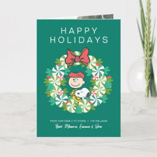 Happy Holidays   Peppermint Candy Wreath Holiday Card
