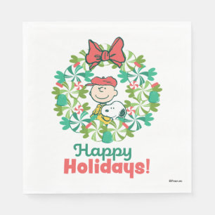 Happy Holidays   Peppermint Candy Wreath Napkin