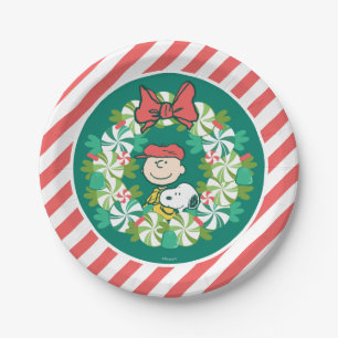 Happy Holidays   Peppermint Candy Wreath Paper Plate