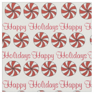 Happy Holidays Peppermint Hard Candy Christmas Fabric