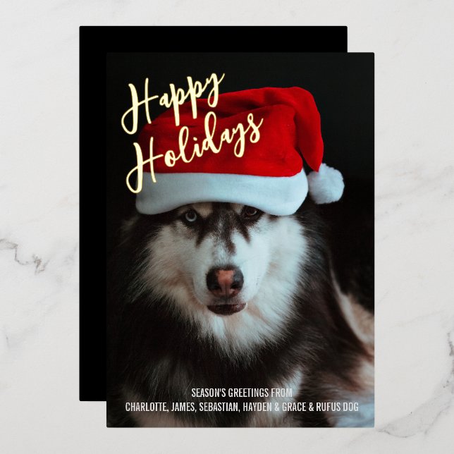 Happy Holidays Personalised Photo Foil Holiday Card (Front/Back)