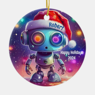 Happy Holidays Personalized Robot Ornament