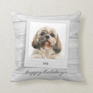 Happy Holidays Pet Photo Frame Personalised Cushion