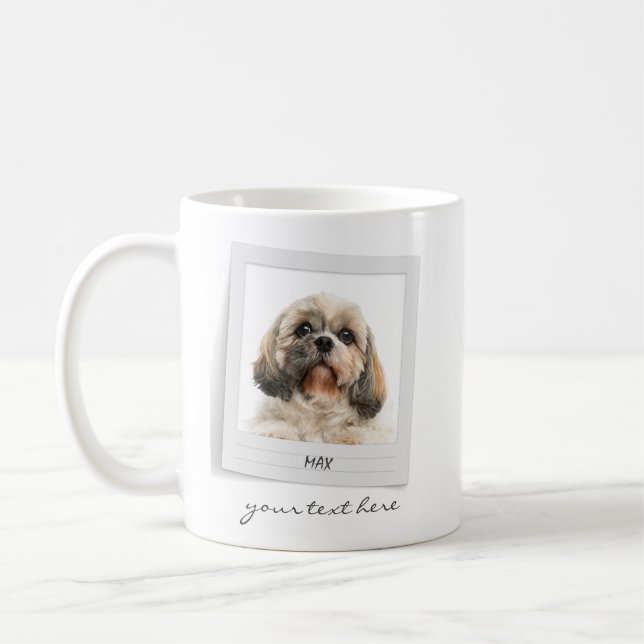 Happy Holidays Pet Photo Frame Personalised Dog Coffee Mug (Left)