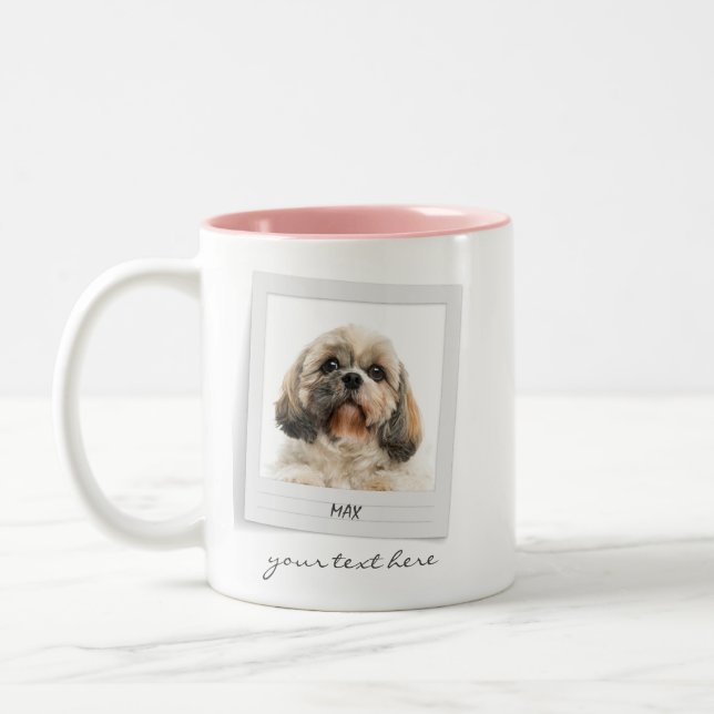 Happy Holidays Pet Photo Frame Personalised Dog Two-Tone Coffee Mug (Left)