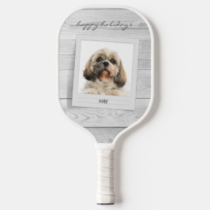 Happy Holidays Pet Photo Personalised Pickleball Paddle