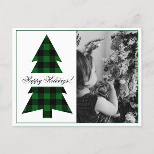 Happy Holidays Photo Buffalo Plaid Postcard