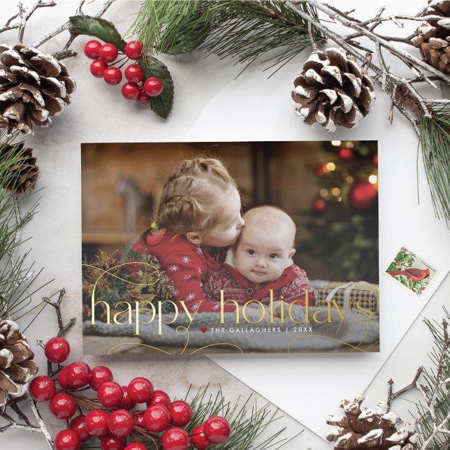 Happy Holidays Photo Card Gold Foil Holiday Card (Creator Uploaded)