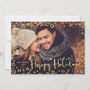 Happy Holidays Photo Card in Gold   Modern & Bold