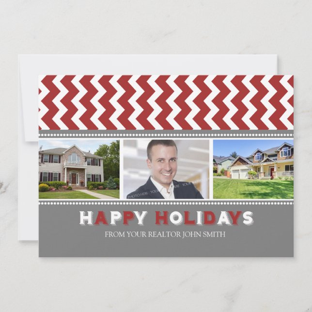Happy Holidays Photo Card Real Estate Business (Front)