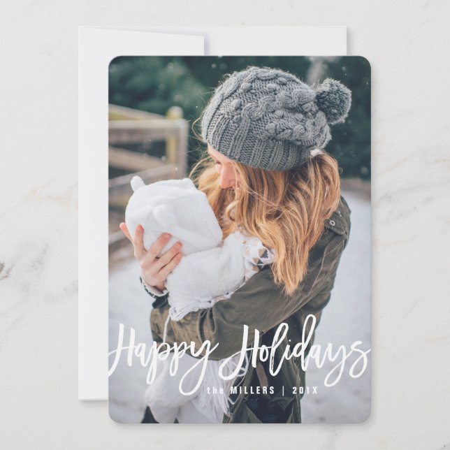 Happy Holidays Photo Card, vertical Holiday Card (Front)