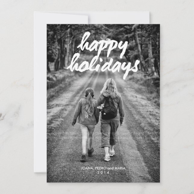 Happy Holidays Photo Christmas Holiday Red White Card (Front)