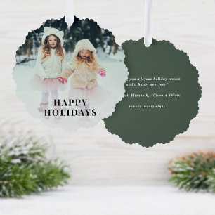 Happy Holidays Photo Christmas Tree Decoration Card
