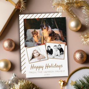 Happy Holidays Photo Collage 3 Photo Holiday Card