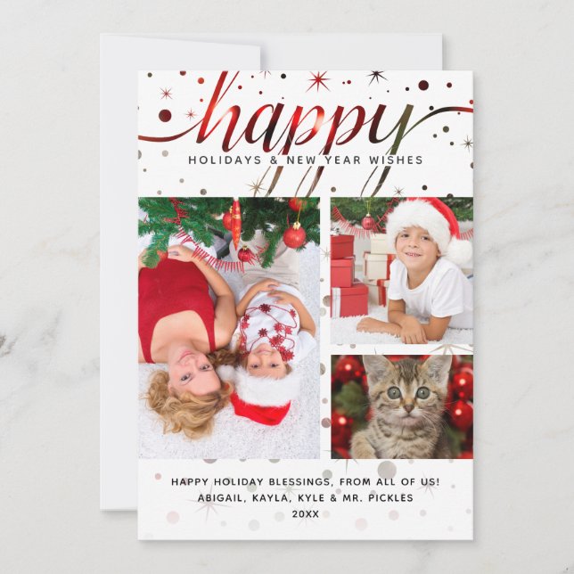HAPPY Holidays Photo | Colour Matching Typography Holiday Card (Front)